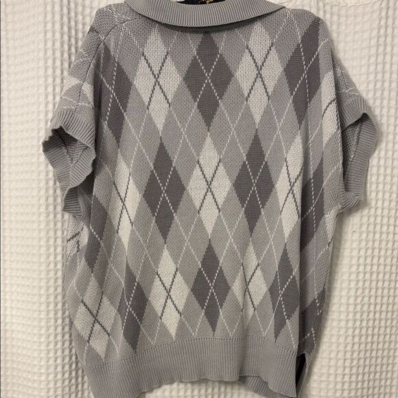 Time and Tru Gray Argyle V-Neck Sweater Size XL - Picture 4 of 5
